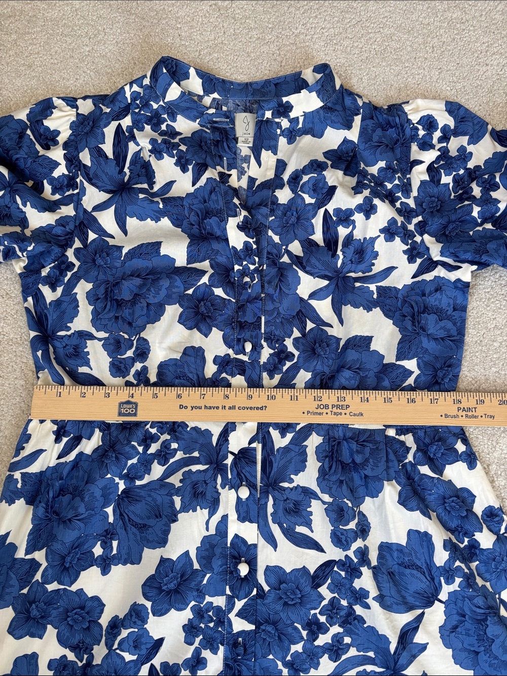 Joie Clemency Floral Puff Sleeve Belted Dress Blue Romantic Wedding Guest 12 - Picture 12 of 16